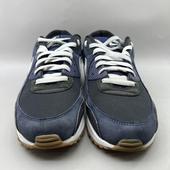 Nike Air Max 90 Running Shoes Men Size 11.5 Midnight Blue White Gum Sole Sneaker - Picture 2 of 8